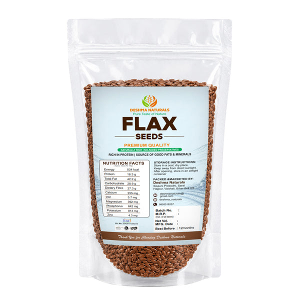 Deshma Naturals Premium Flax Seeds (Alsi Seeds) | Natural Source of Omega-3, Dietary Fibre & Plant-Based Protein | Nutritious Seeds for Daily Diet, Smoothies, Salads & Breakfast